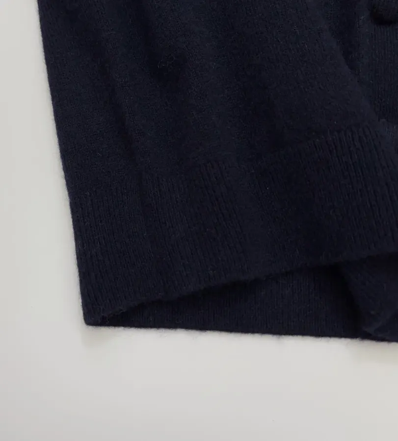Jacquard Crew-Neck Button Cardigan in Navy, product view 10