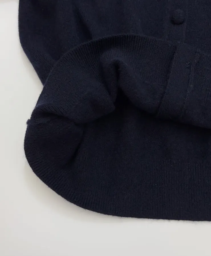 Jacquard Crew-Neck Button Cardigan in Navy, product view 11