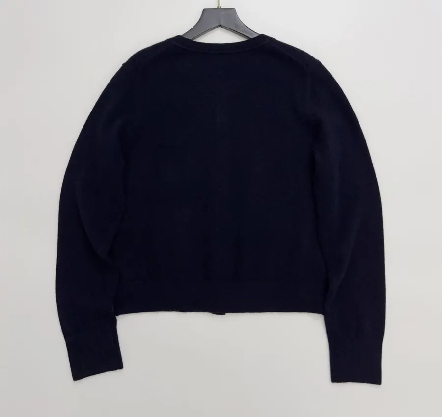Jacquard Crew-Neck Button Cardigan in Navy, product view 18