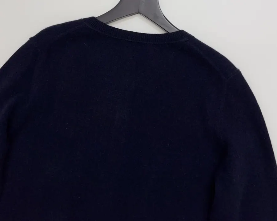 Jacquard Crew-Neck Button Cardigan in Navy, product view 19