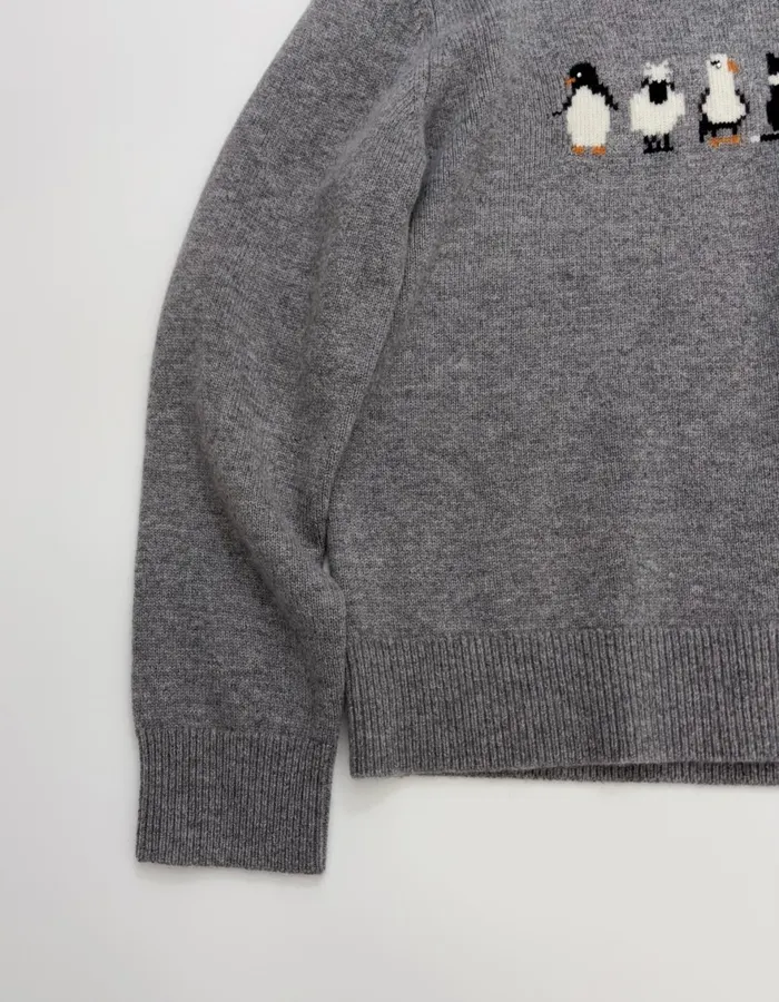 Jacquard Crew-Neck Knit Sweater in Gray, product view 10