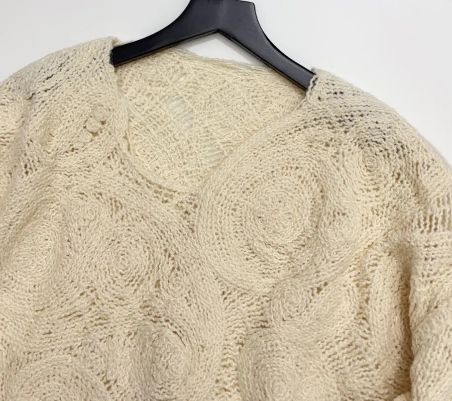 Ivory Paisley Openwork Knit Top in Ivory, product view 04