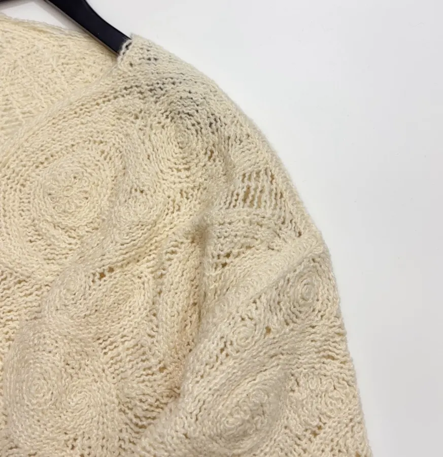 Ivory Paisley Openwork Knit Top in Ivory, product view 05