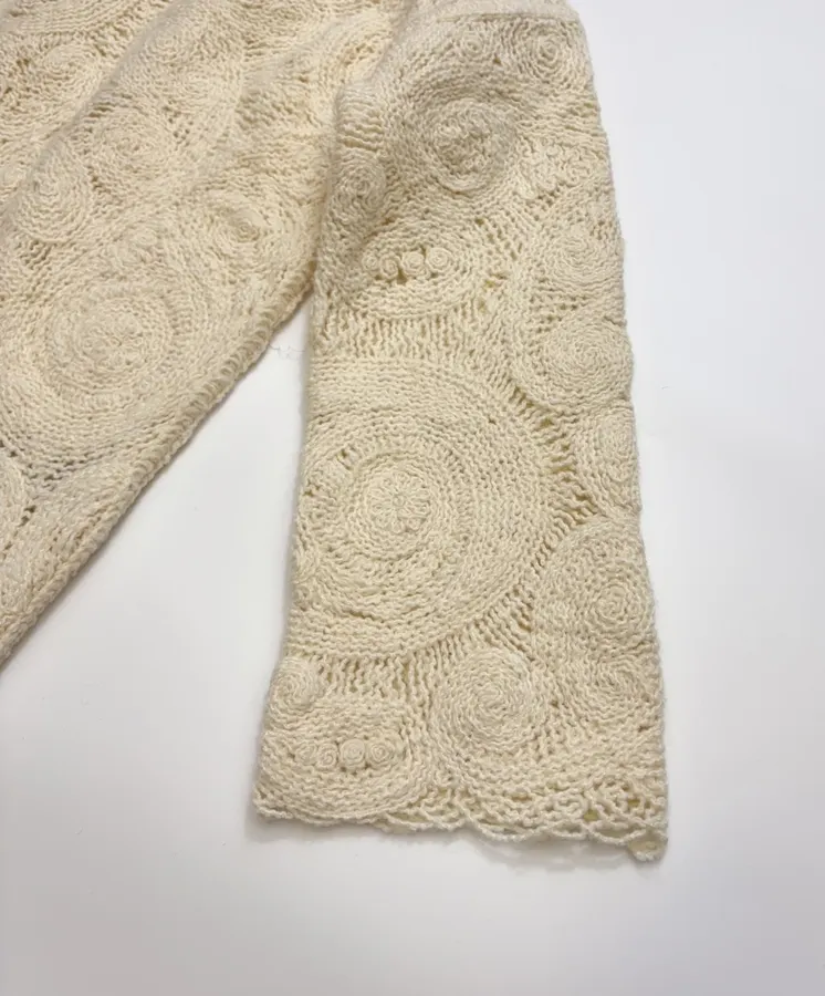 Ivory Paisley Openwork Knit Top in Ivory, product view 06