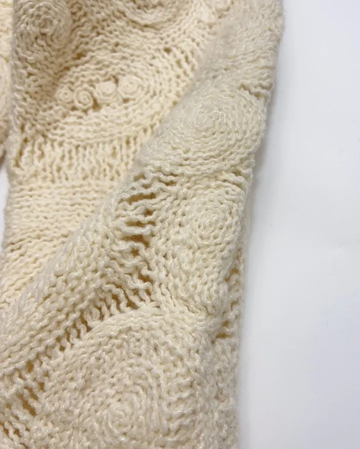 Ivory Paisley Openwork Knit Top in Ivory, product view 07