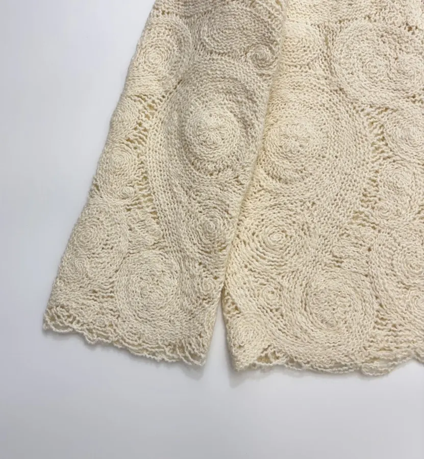 Ivory Paisley Openwork Knit Top in Ivory, product view 10