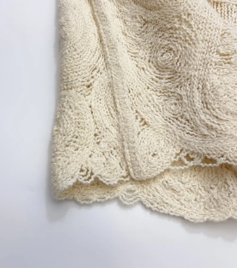 Ivory Paisley Openwork Knit Top in Ivory, product view 11