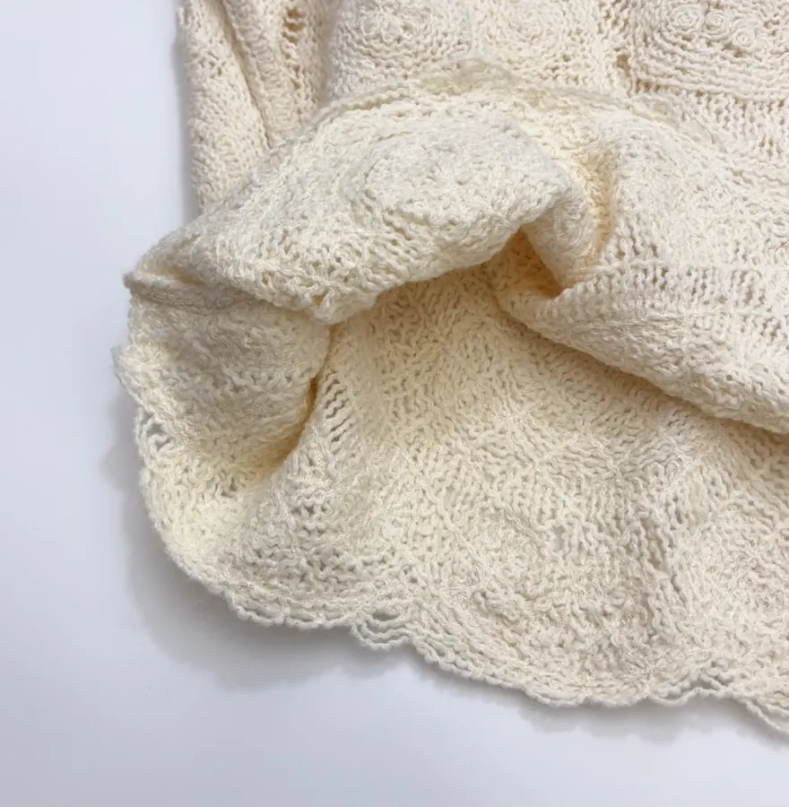 Ivory Paisley Openwork Knit Top in Ivory, product view 13