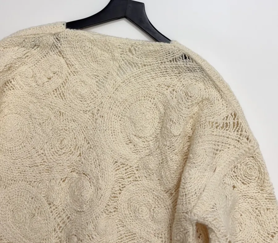 Ivory Paisley Openwork Knit Top in Ivory, product view 15