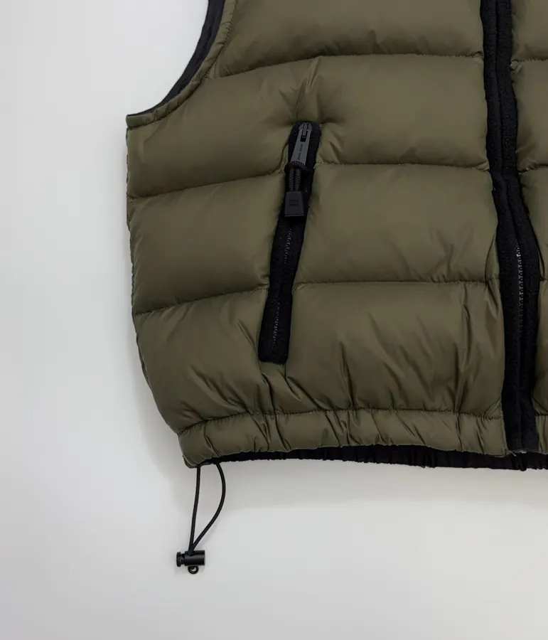 Olive Stand-Collar Quilted Puffer Vest in Olive Green, product view 07