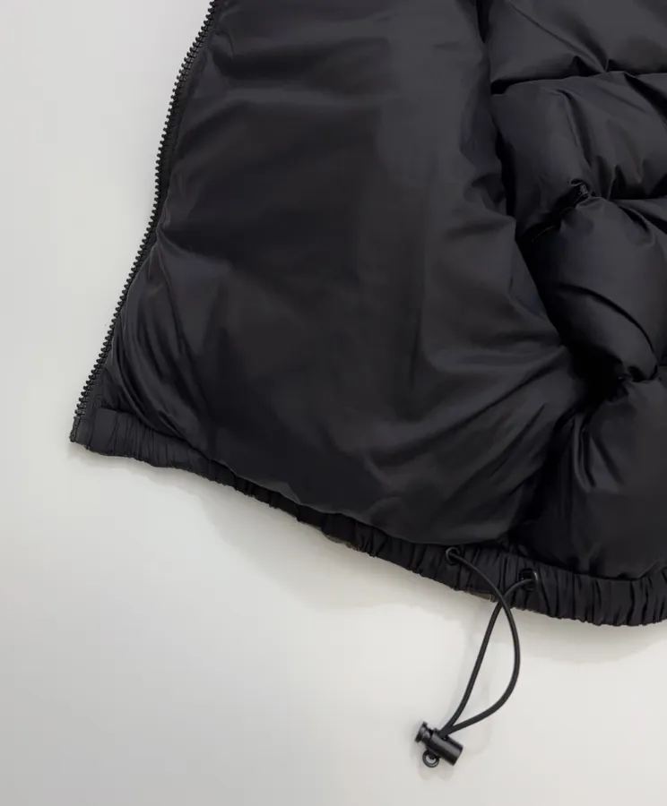 Olive Stand-Collar Quilted Puffer Vest in Olive Green, product view 10