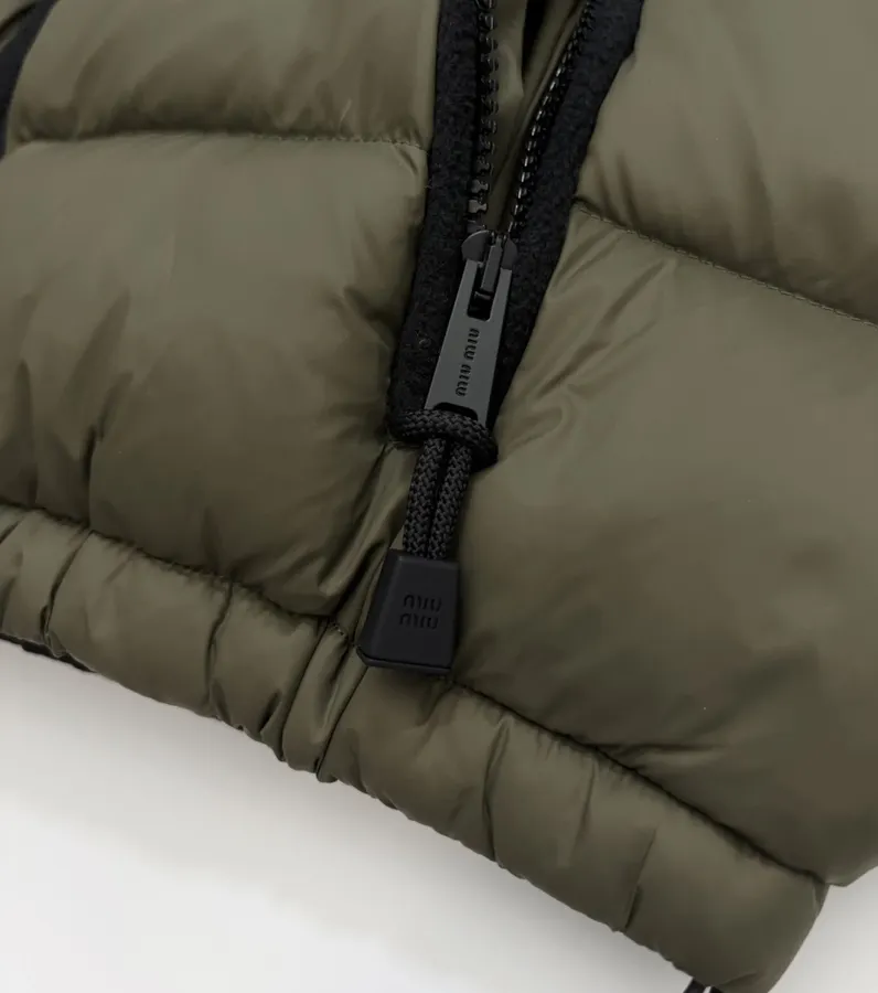 Olive Stand-Collar Quilted Puffer Vest in Olive Green, product view 11