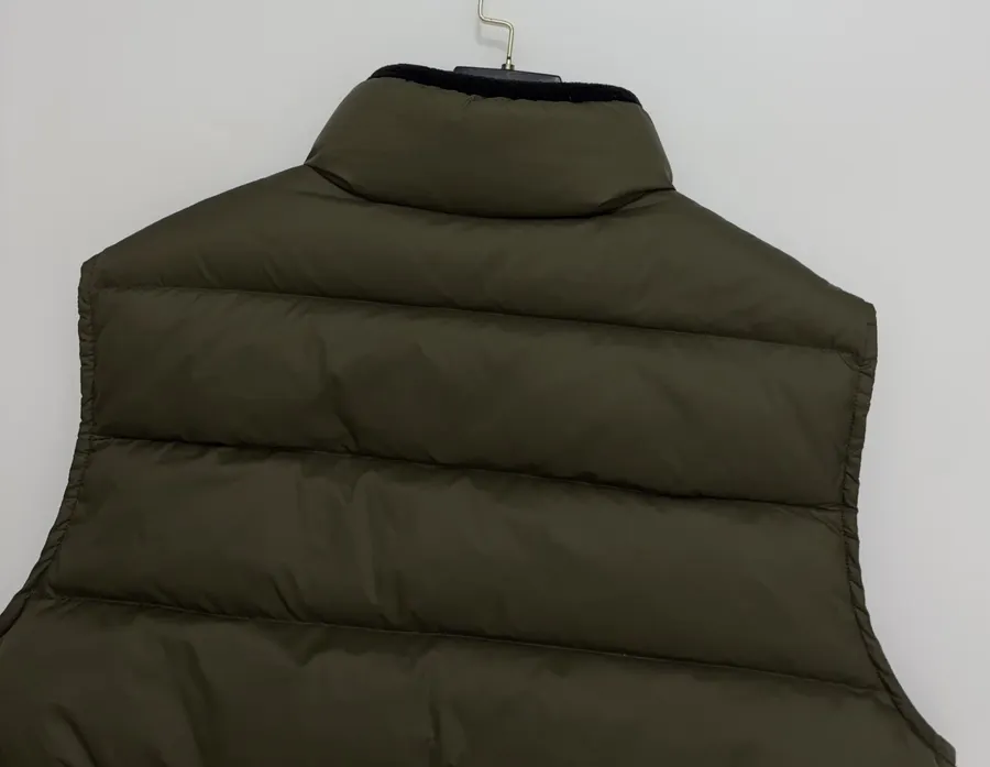 Olive Stand-Collar Quilted Puffer Vest in Olive Green, product view 15