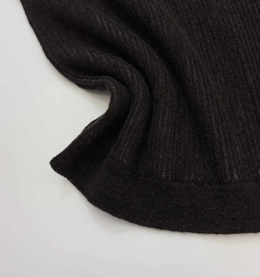 Round-Neck Sleeveless Knit Vest, Slim-Fit Top in Black, product view 08