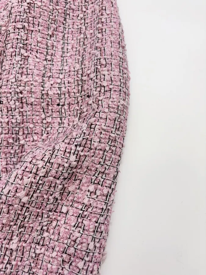 Pink Single-Breasted Tweed Coat for Autumn/Winter in Pink, product view 07