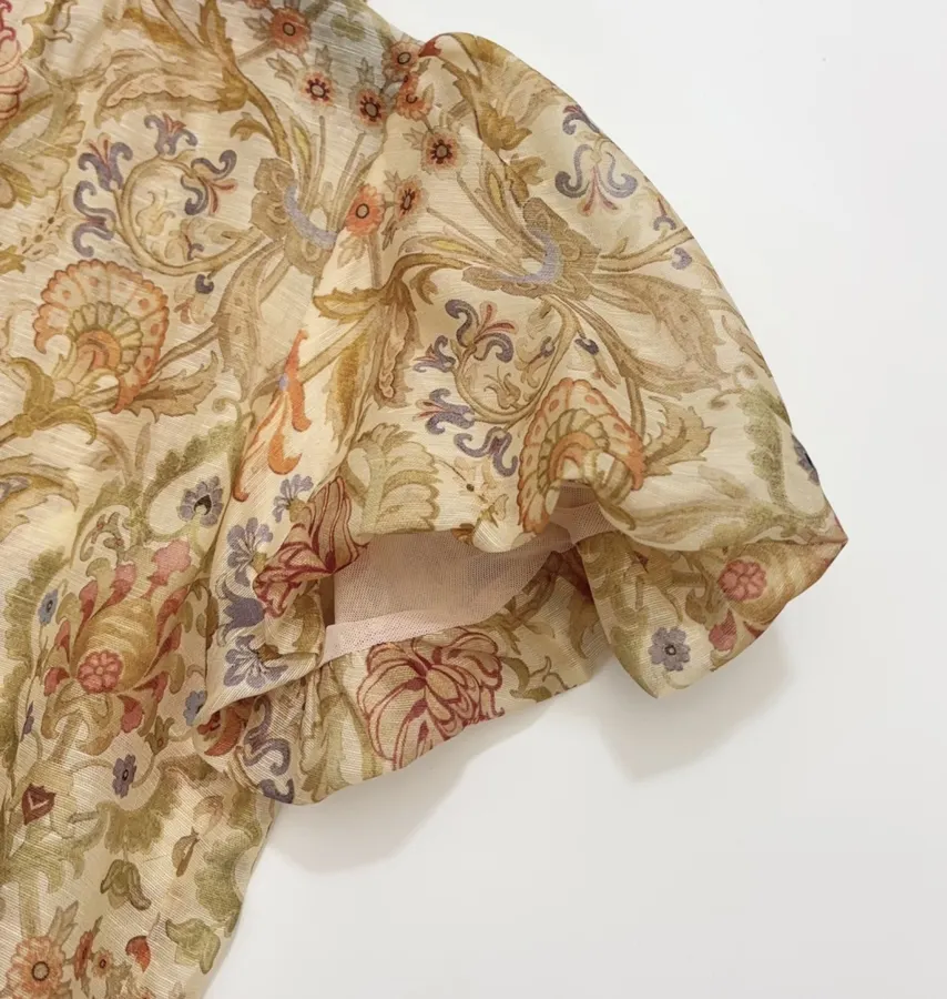 Bubble Sleeve Shirt Top in Beige, product view 05