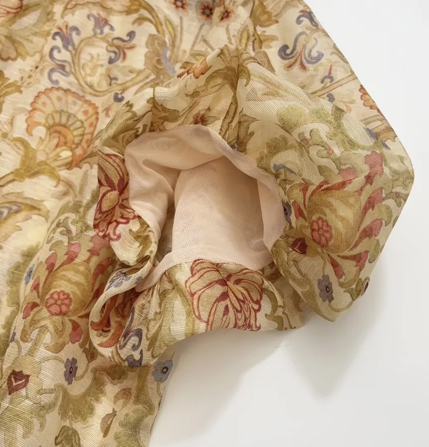 Bubble Sleeve Shirt Top in Beige, product view 06