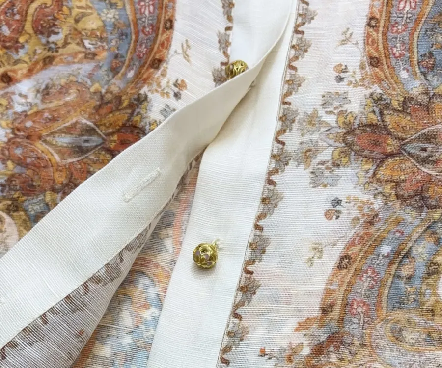 Retro Printed Top in Beige, product view 08