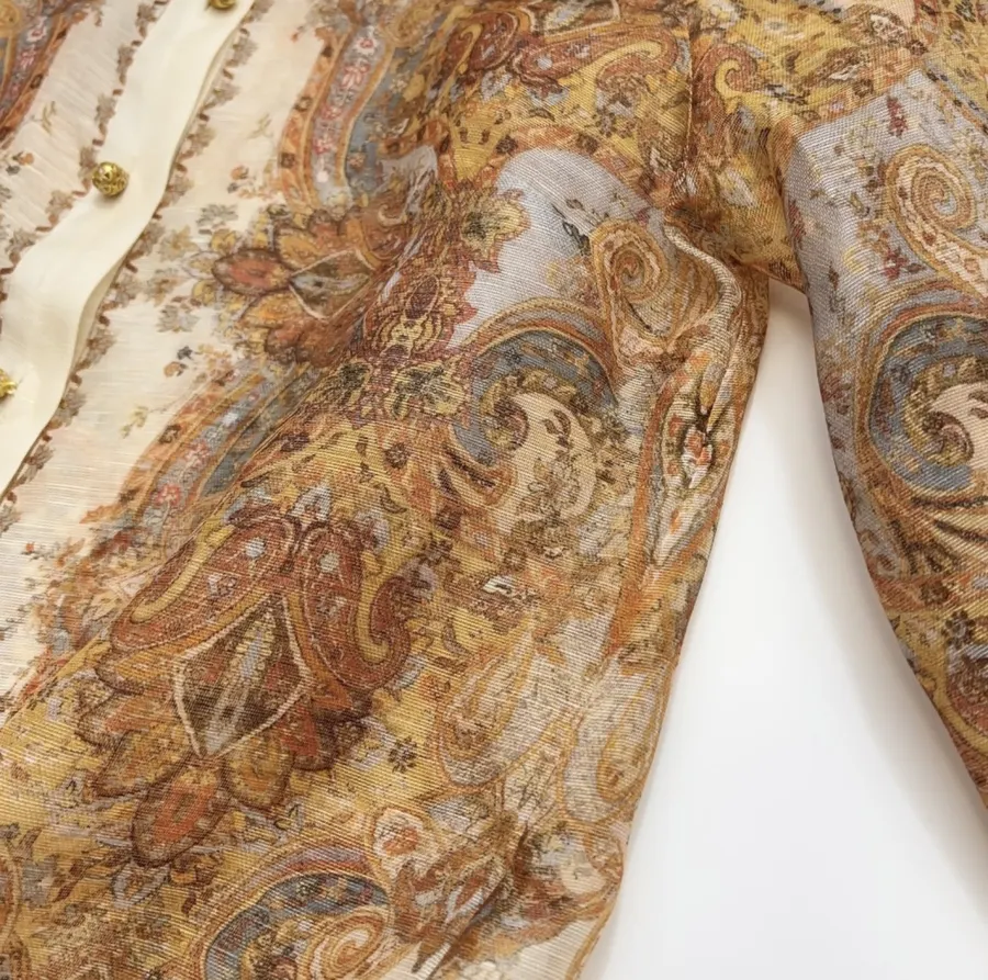 Retro Printed Top in Beige, product view 09