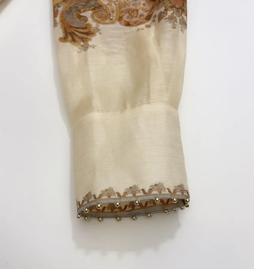 Retro Printed Top in Beige, product view 11