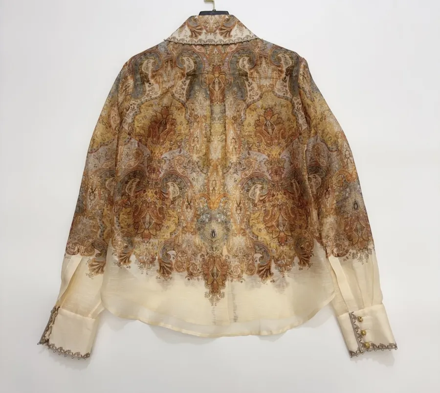 Retro Printed Top in Beige, product view 15