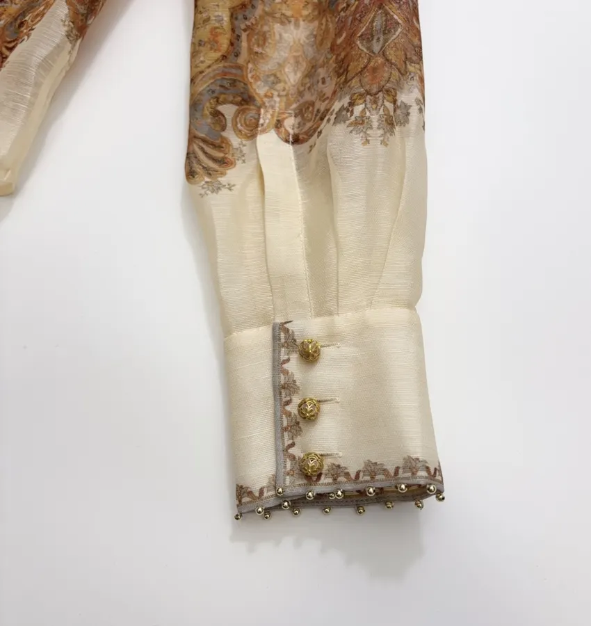 Retro Printed Top in Beige, product view 17