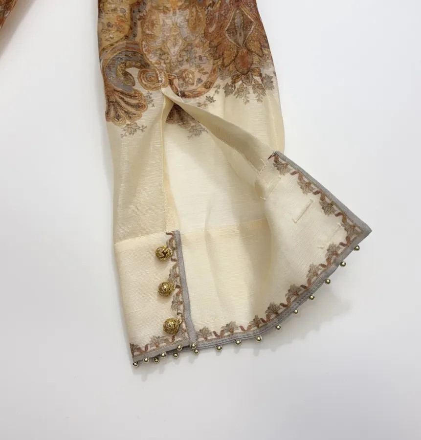 Retro Printed Top in Beige, product view 18