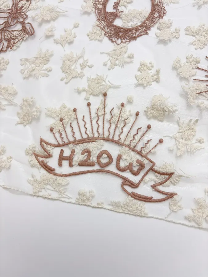 Niche Embroidered Lace Triangle Scarf, Thin Neck Tie Soft Headscarf, Layered Silk Scarf in Ivory, product view 13