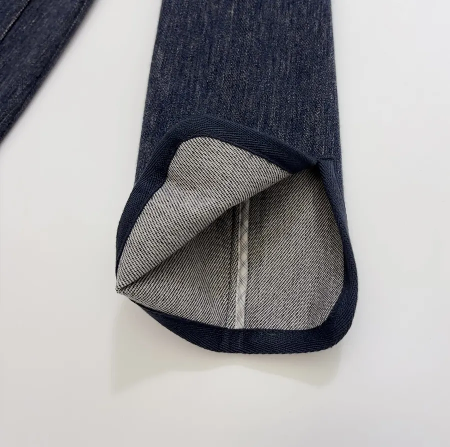Deep Blue Dyed Tencel-Cotton Blend Jacket with Woven Trimmed Stand Collar in Navy, product view 08