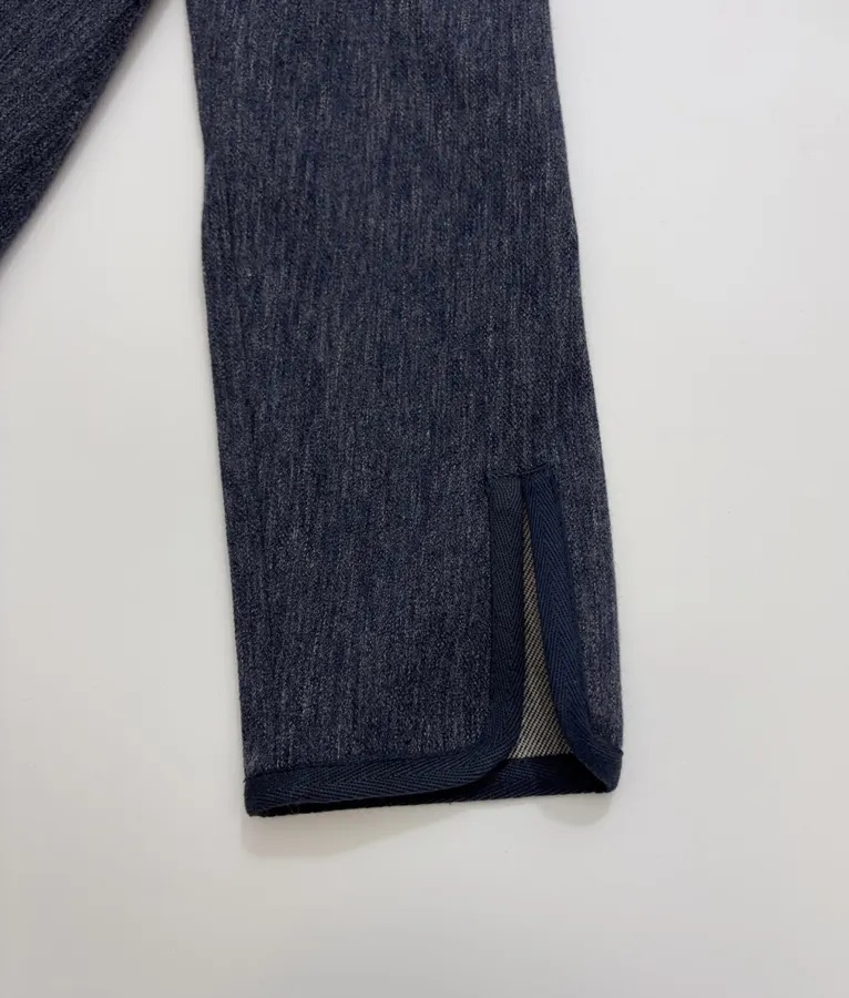 Deep Blue Dyed Tencel-Cotton Blend Jacket with Woven Trimmed Stand Collar in Navy, product view 15