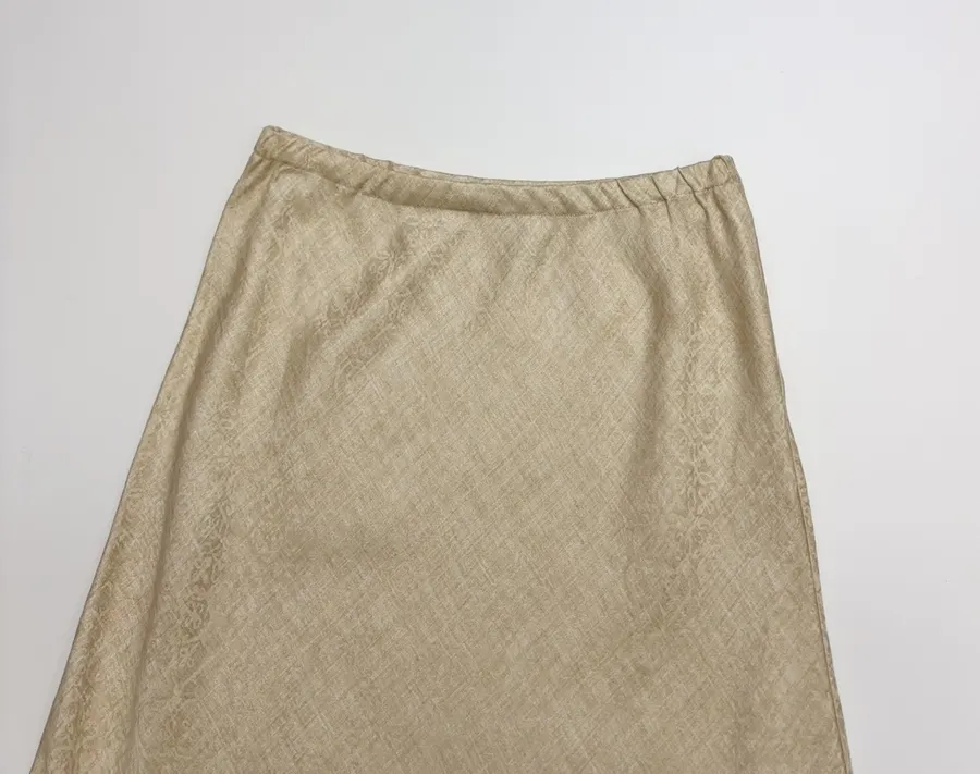 Retro-style Merino Wool Blend Jacquard Slim-fit Bodycon Fishtail Skirt in Oatmeal, product view 02