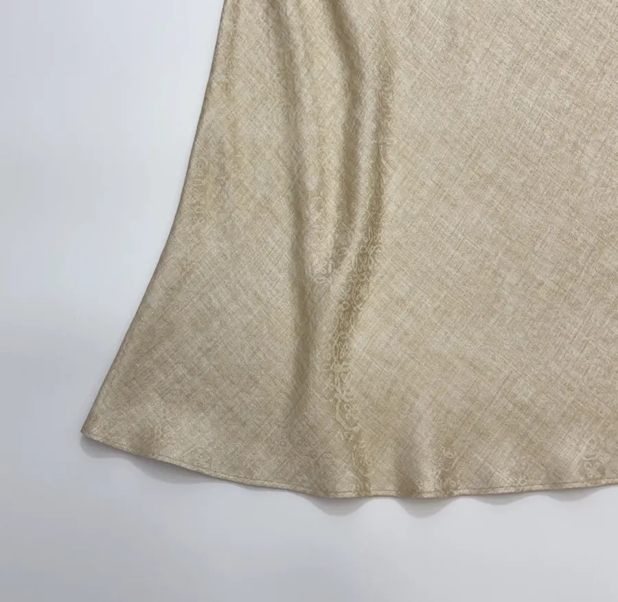 Retro-style Merino Wool Blend Jacquard Slim-fit Bodycon Fishtail Skirt in Oatmeal, product view 07