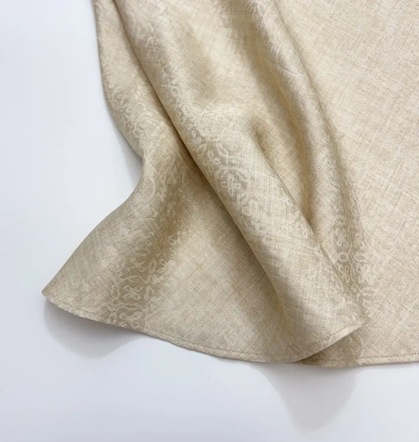 Retro-style Merino Wool Blend Jacquard Slim-fit Bodycon Fishtail Skirt in Oatmeal, product view 08