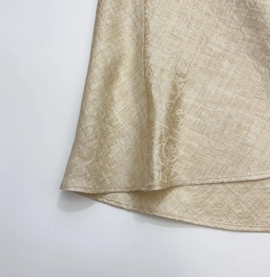 Retro-style Merino Wool Blend Jacquard Slim-fit Bodycon Fishtail Skirt in Oatmeal, product view 10