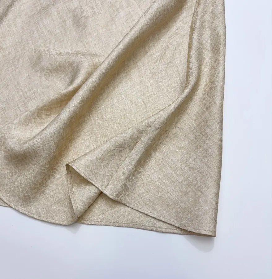 Retro-style Merino Wool Blend Jacquard Slim-fit Bodycon Fishtail Skirt in Oatmeal, product view 13