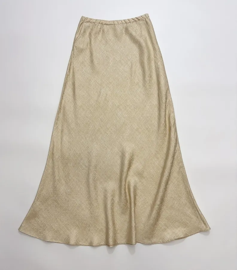 Retro-style Merino Wool Blend Jacquard Slim-fit Bodycon Fishtail Skirt in Oatmeal, product view 15
