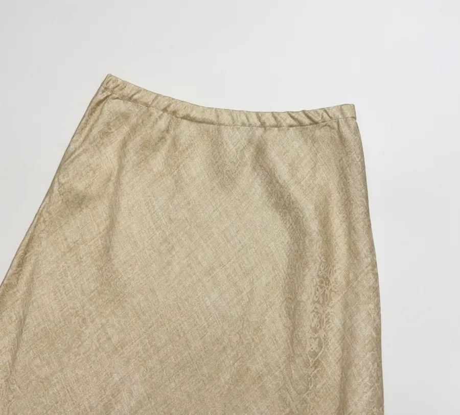 Retro-style Merino Wool Blend Jacquard Slim-fit Bodycon Fishtail Skirt in Oatmeal, product view 16