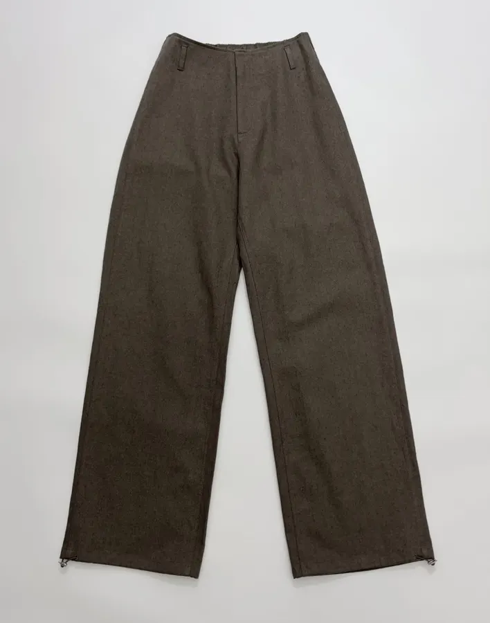 Dark Taupe High-Waist Straight Wide-Leg Trousers in Dark Gray, product view
