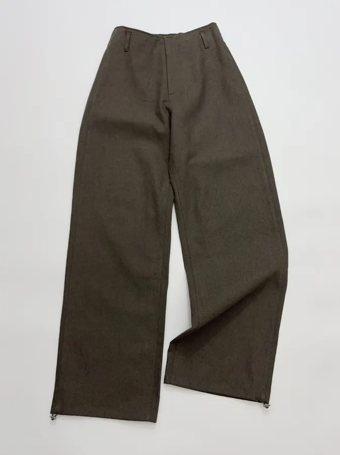 Dark Taupe High-Waist Straight Wide-Leg Trousers in Dark Gray, product view 02