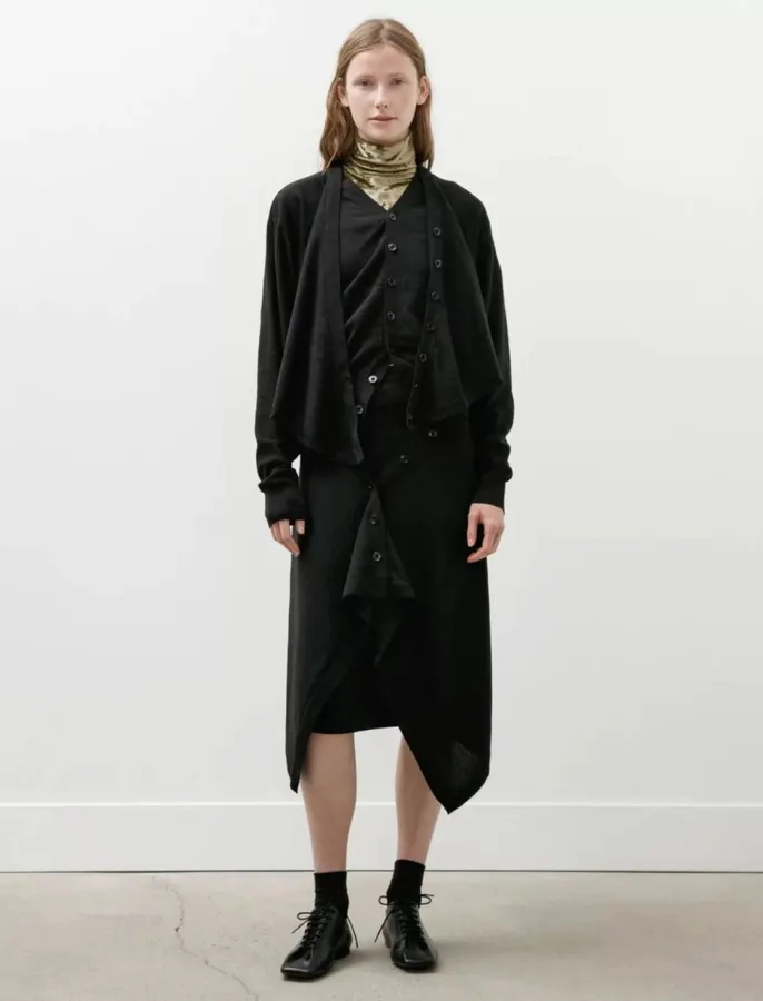 Black Trompe-l'Œil Knit Cardigan in Black, product view 01