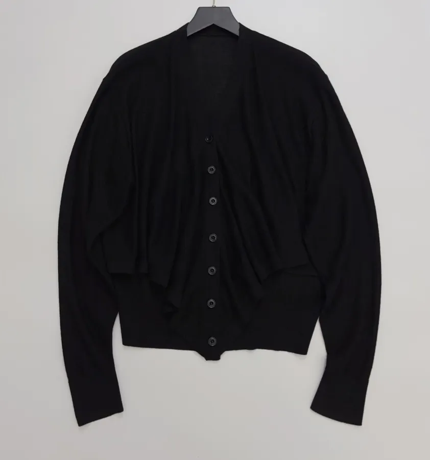 Black Trompe-l'Œil Knit Cardigan in Black, product view 05