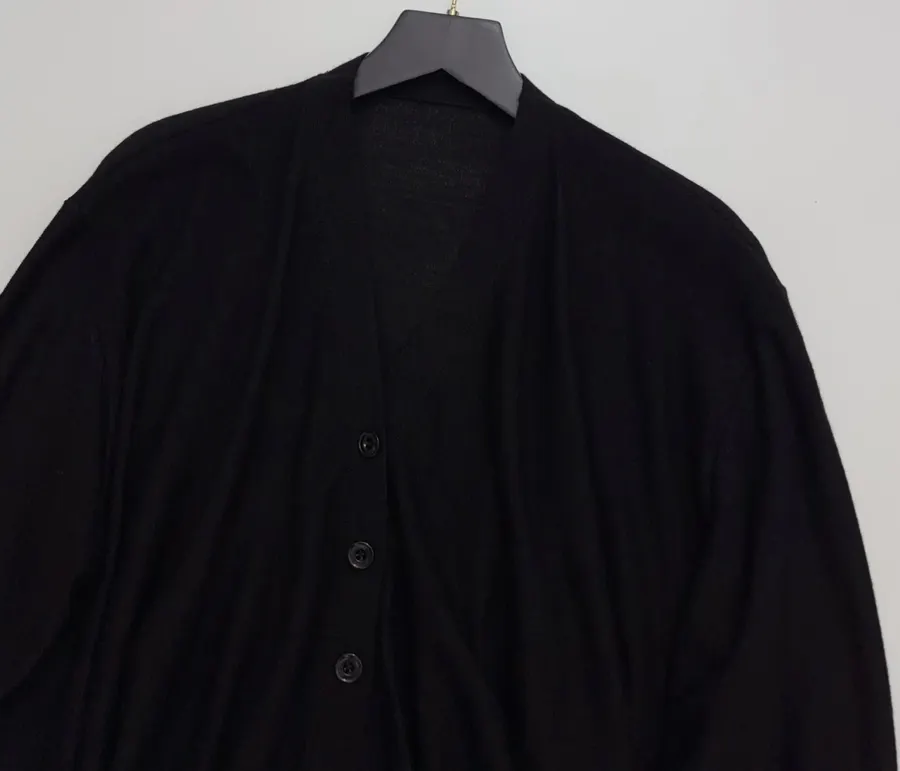 Black Trompe-l'Œil Knit Cardigan in Black, product view 06