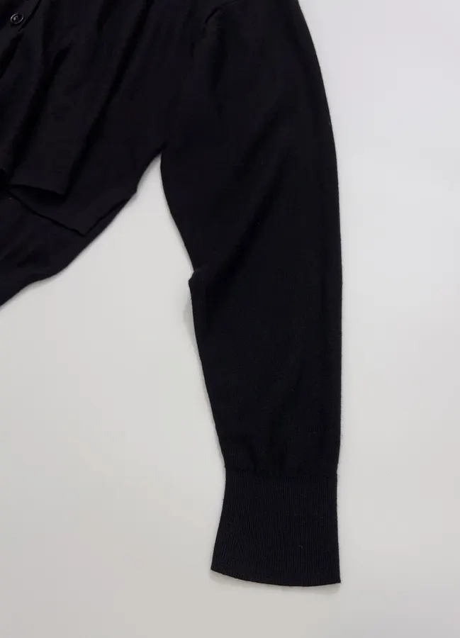Black Trompe-l'Œil Knit Cardigan in Black, product view 09