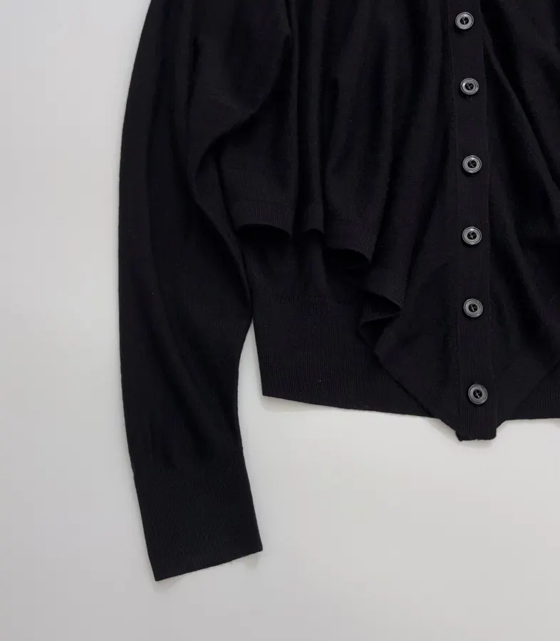 Black Trompe-l'Œil Knit Cardigan in Black, product view 11
