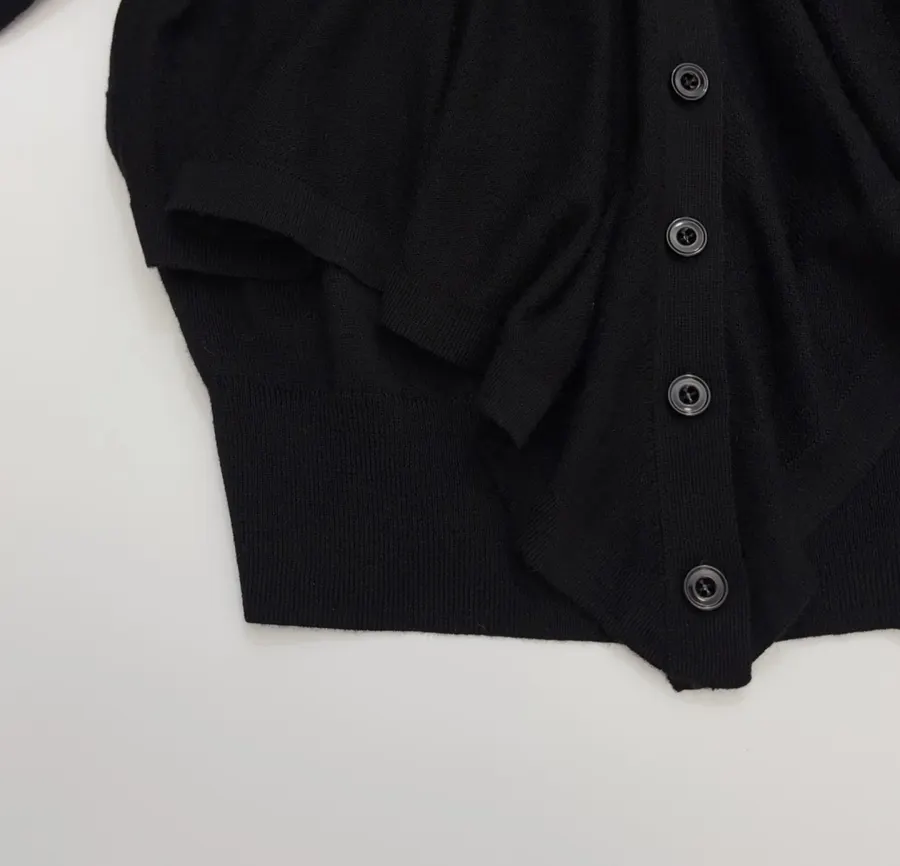 Black Trompe-l'Œil Knit Cardigan in Black, product view 12