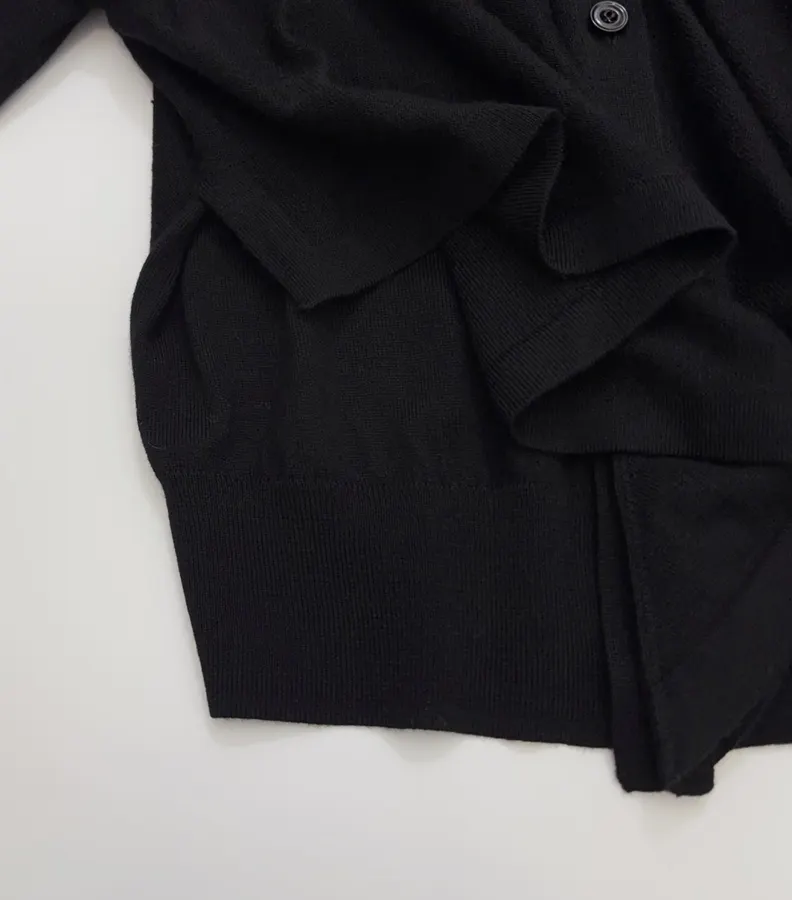 Black Trompe-l'Œil Knit Cardigan in Black, product view 13