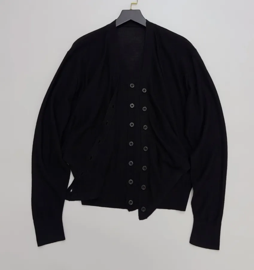 Black Trompe-l'Œil Knit Cardigan in Black, product view 15