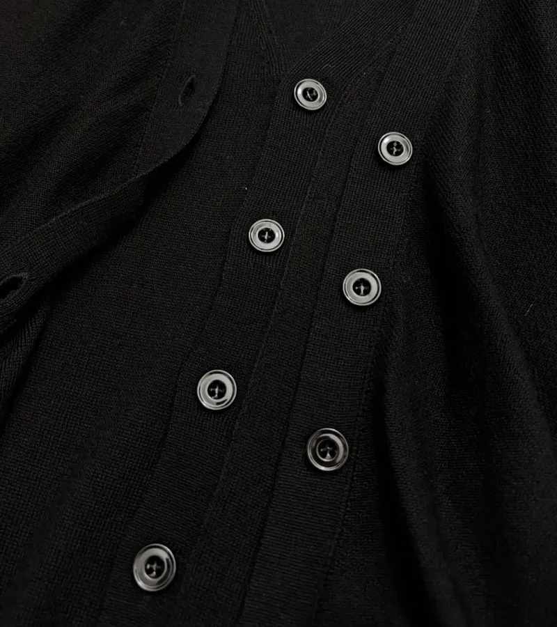 Black Trompe-l'Œil Knit Cardigan in Black, product view 16