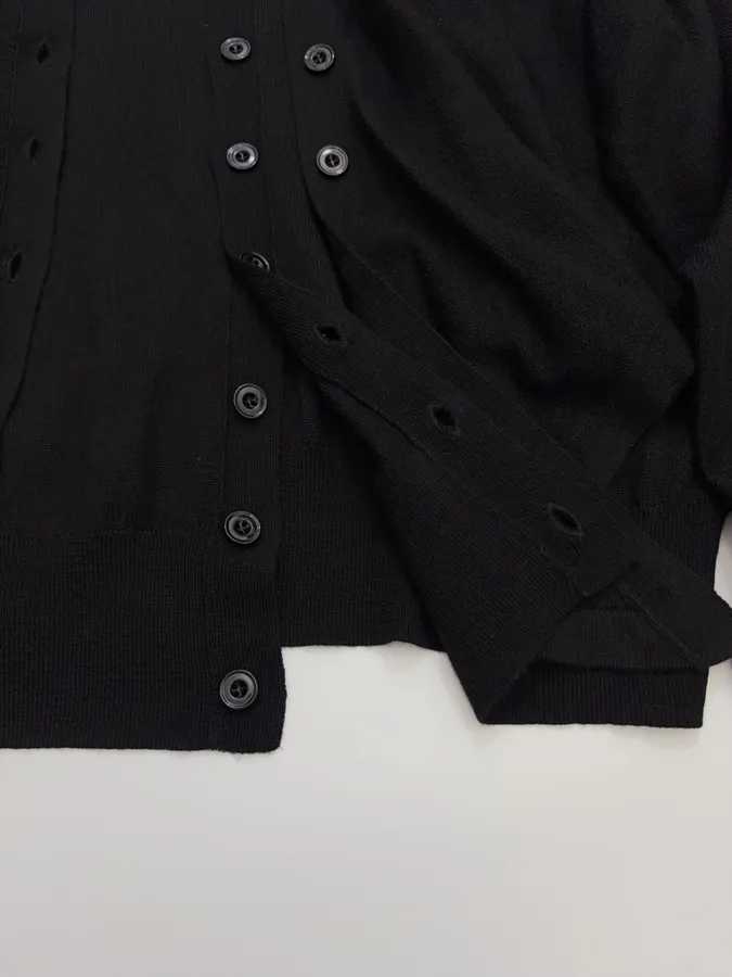 Black Trompe-l'Œil Knit Cardigan in Black, product view 17