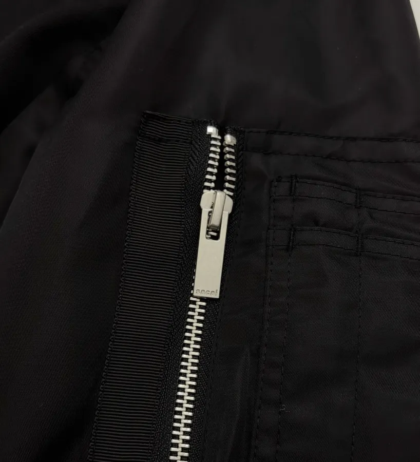 Niche Dark Industrial Patchwork Windbreaker Suit Jacket with Zipper, Outerwear in Black, product view 05